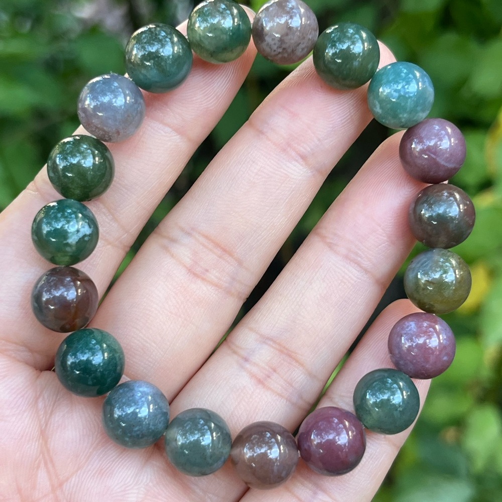 10mm stretchable rainbow color moss agate bracelet - Picture 9 of 9